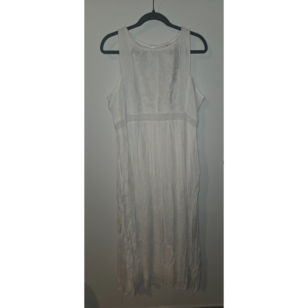 Kings Road Womens Sz XL White Eyelet Maxi Dress Summer Engagement Boho Cottage